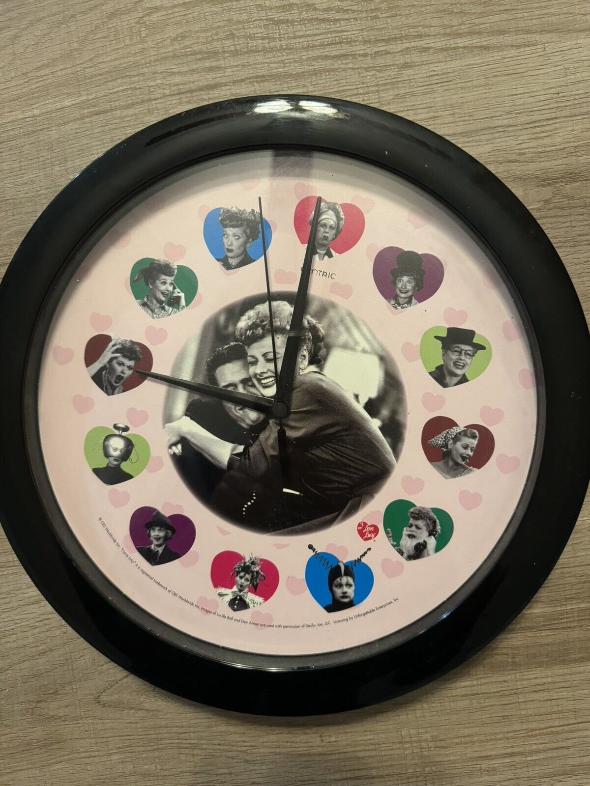 I Love Lucy Wall Clock Ricky Black Edge Centric Battery Operated Lucille Ball