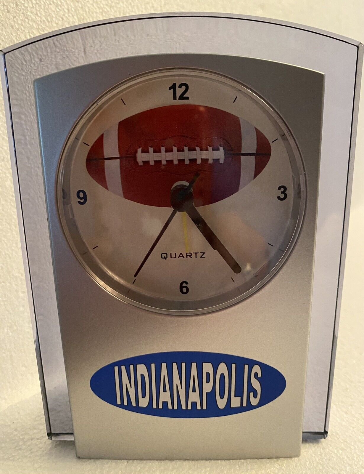 Indianapolis Colts Football Acrylic Quartz Movement Desk Clock, Alarm & Snooze