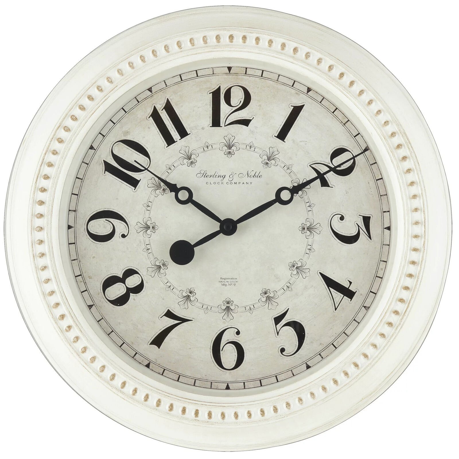 Indoor 15.5" Round Antique White French Country Analog Traditional Wall Clock