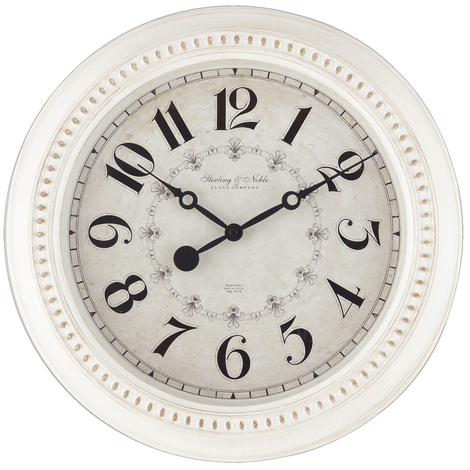 Indoor 15.5" Round Antique White French Country Analog Traditional Wall Clock US