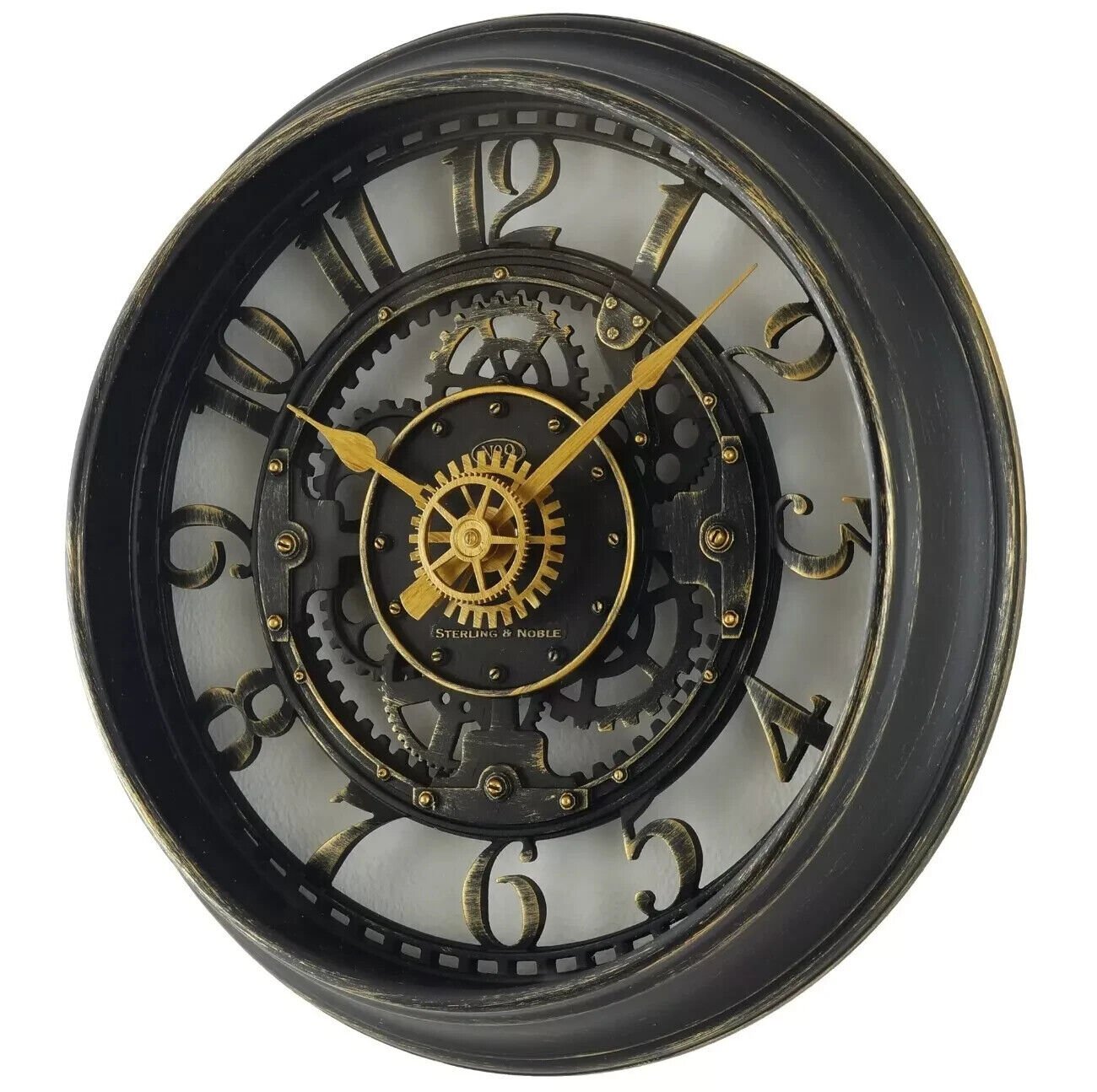 Indoor Round 11.5" Oil Rubbed Bronze Cutout Gear Industrial Analog Wall Clock