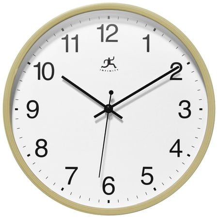 Infinity Instruments Light Oak Brown Finish Modern Analog Display 10-inch Wall Clock
