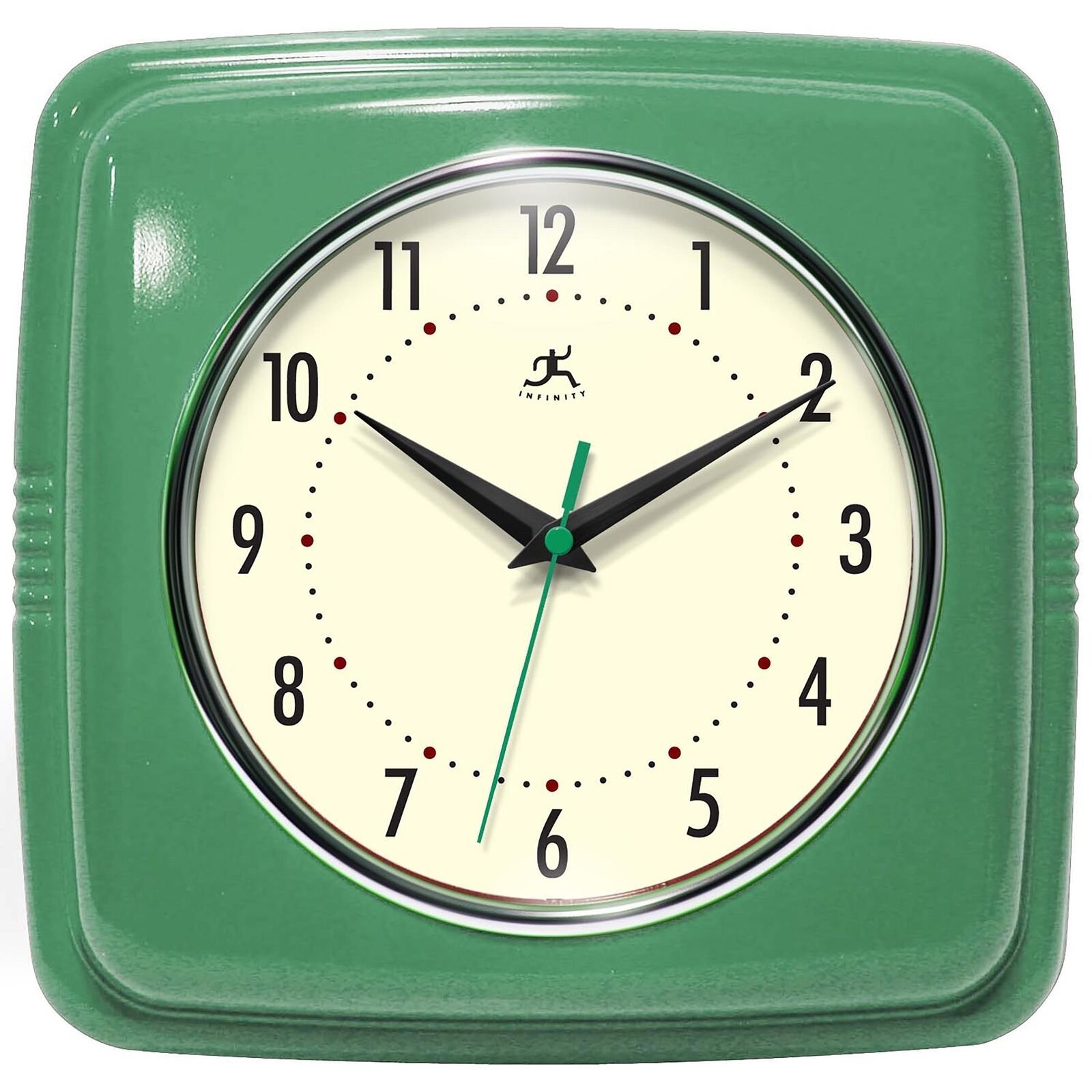 Infinity Instruments Retro 9.25-inch Square Wall Clock -