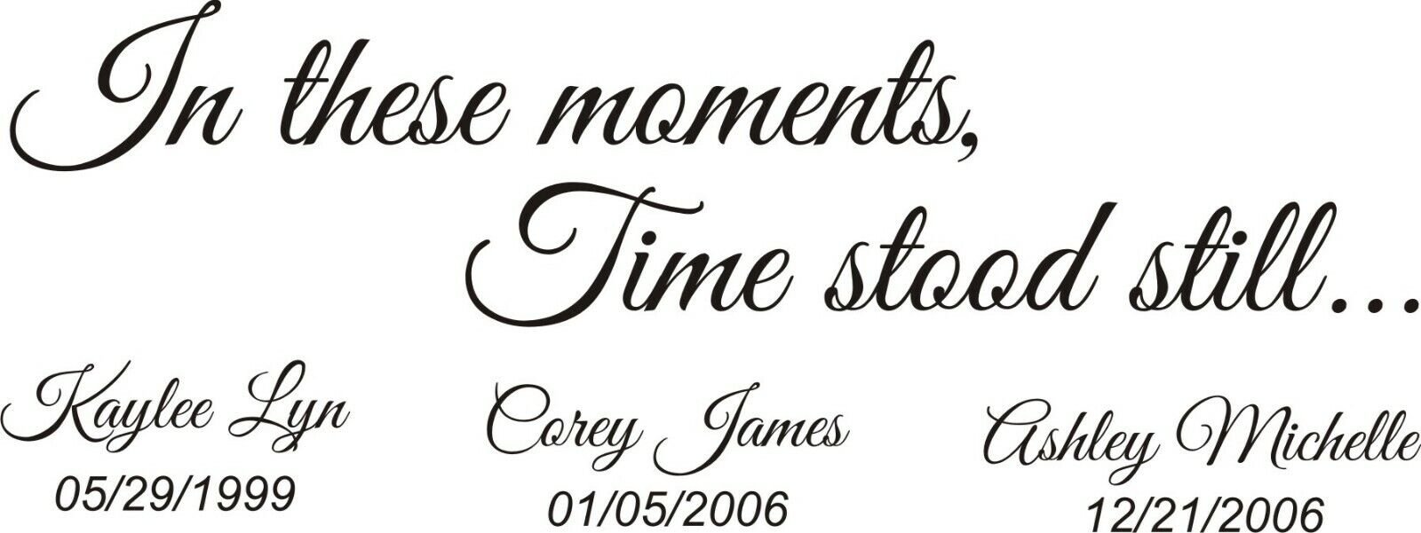 In These Moments Time Stood Still Custom Family Name Time Wall Sticker Decal Art