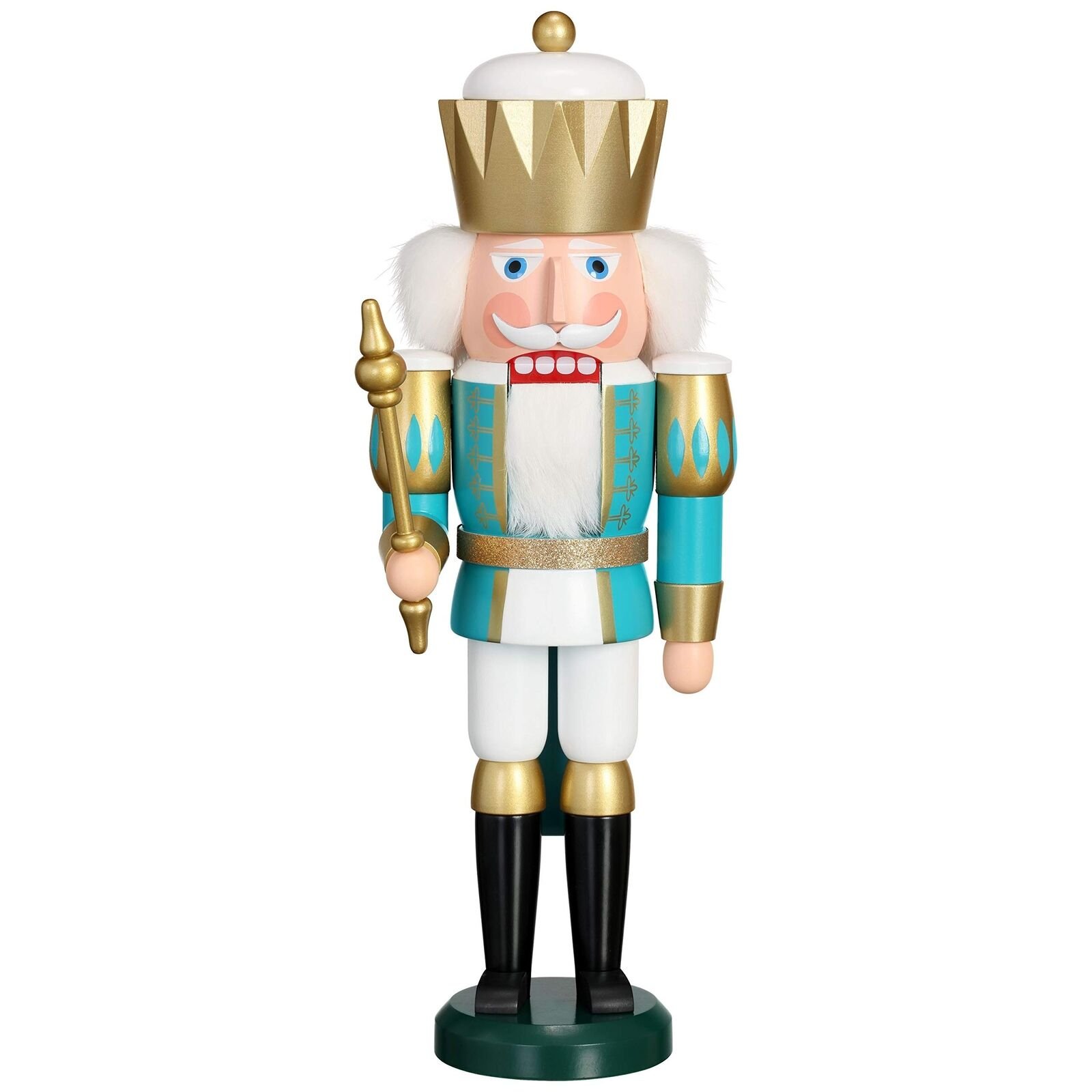 ISDD Cuckoo Clocks German Nutcracker King White-Turquoise, Height 40 cm / 16 ...