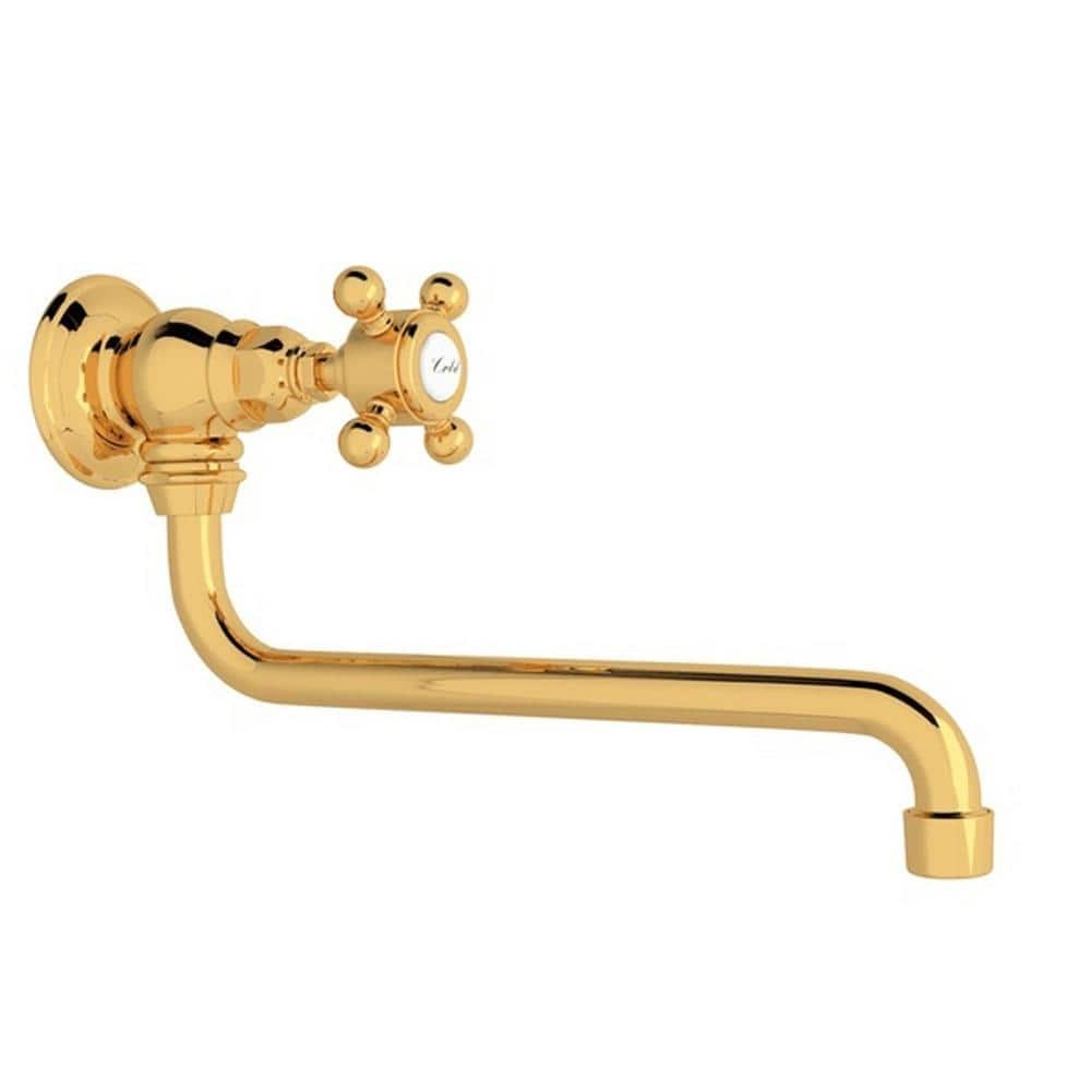 Italian Kitchen Wall Mount Pot Filler in Italian Brass