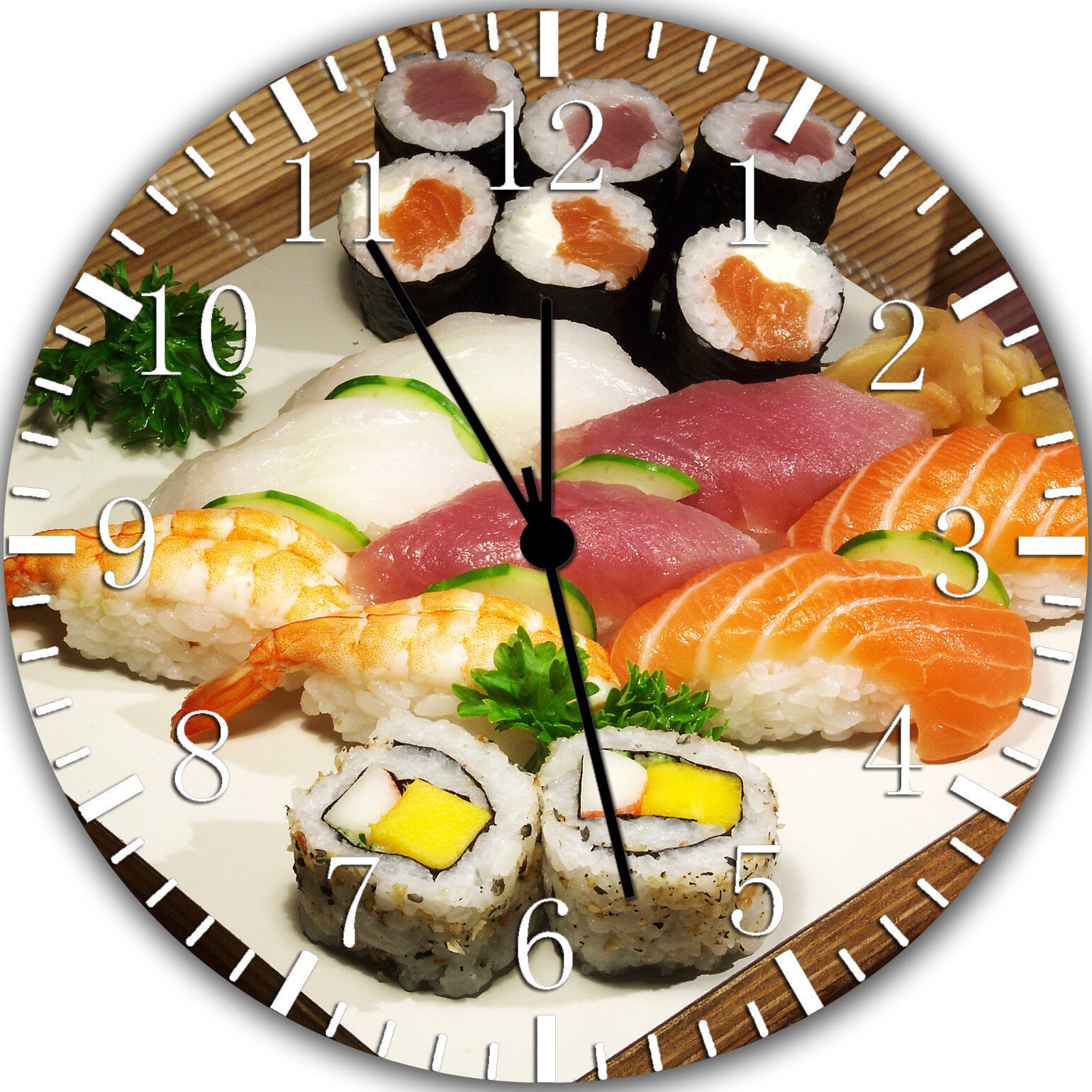 Japanese Sushi Frameless Borderless Wall Clock Nice For Gifts or Decor Y84
