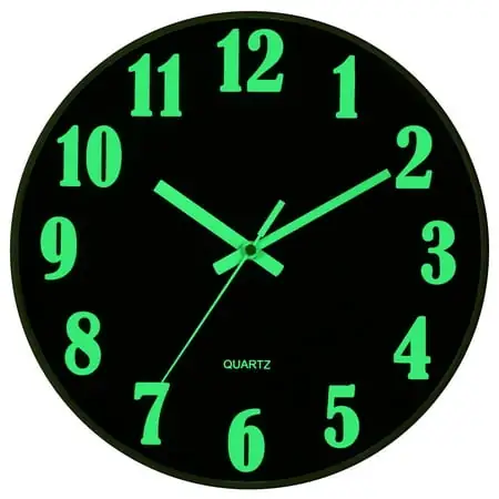 Jo Fomp Modern Night Light Wall Clock, 12 inch Simple Silent Non Ticking Quartz Clocks, Battery photo Jo Fomp Modern Night Light Wall Clock, 12 inch Simple Silent Non Ticking Quartz Clocks, Battery