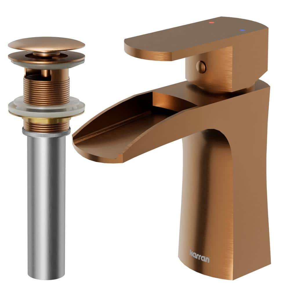 Kassel Single-Handle Single-Hole Basin Bathroom Faucet with Matching Pop-Up Drain in Brushed...