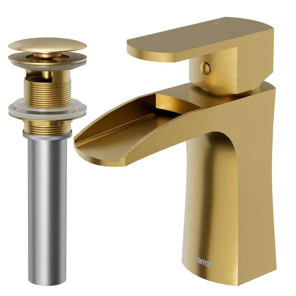 Kassel Single-Handle Single-Hole Basin Bathroom Faucet with Matching Pop-Up Drain in Brushed...