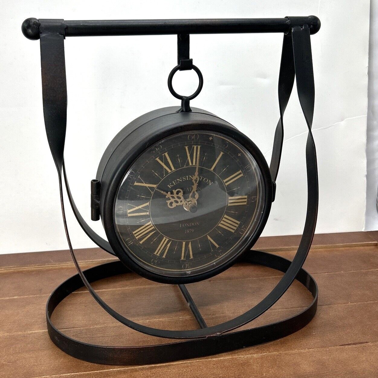 Kensington Double-Side Metal Table Desk Hanging Clock