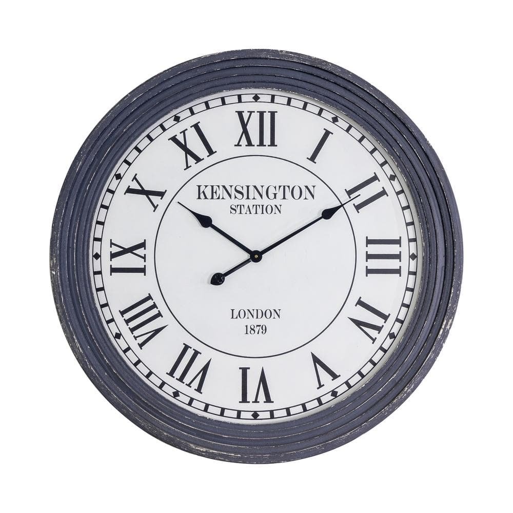 Kensington Station Distressed Grey Ribbed Wall Clock