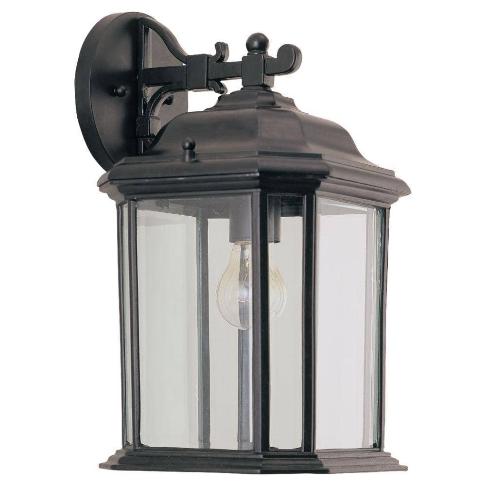 Kent 8.5 in. W 1-Light Black Outdoor 15 in. Wall Lantern Sconce