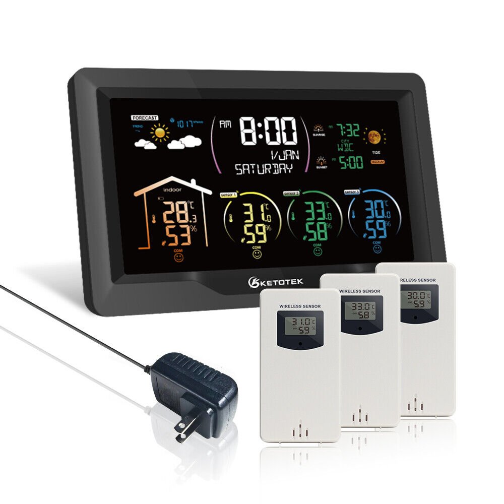 Ketotek Wireless Weather Station Indoor Outdoor Forecast Thermometer Hygrometer