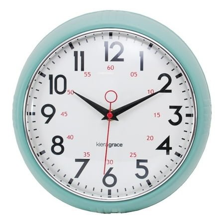 Kiera Grace Small 10 Inch Green Plastic Analog Wall Clock