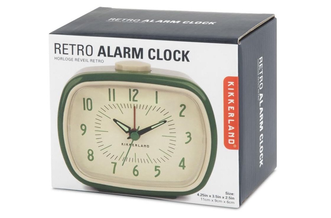 Kikkerland Retro Classic Simple Alarm Clock Horloge Reveil Retro - Green, NEW