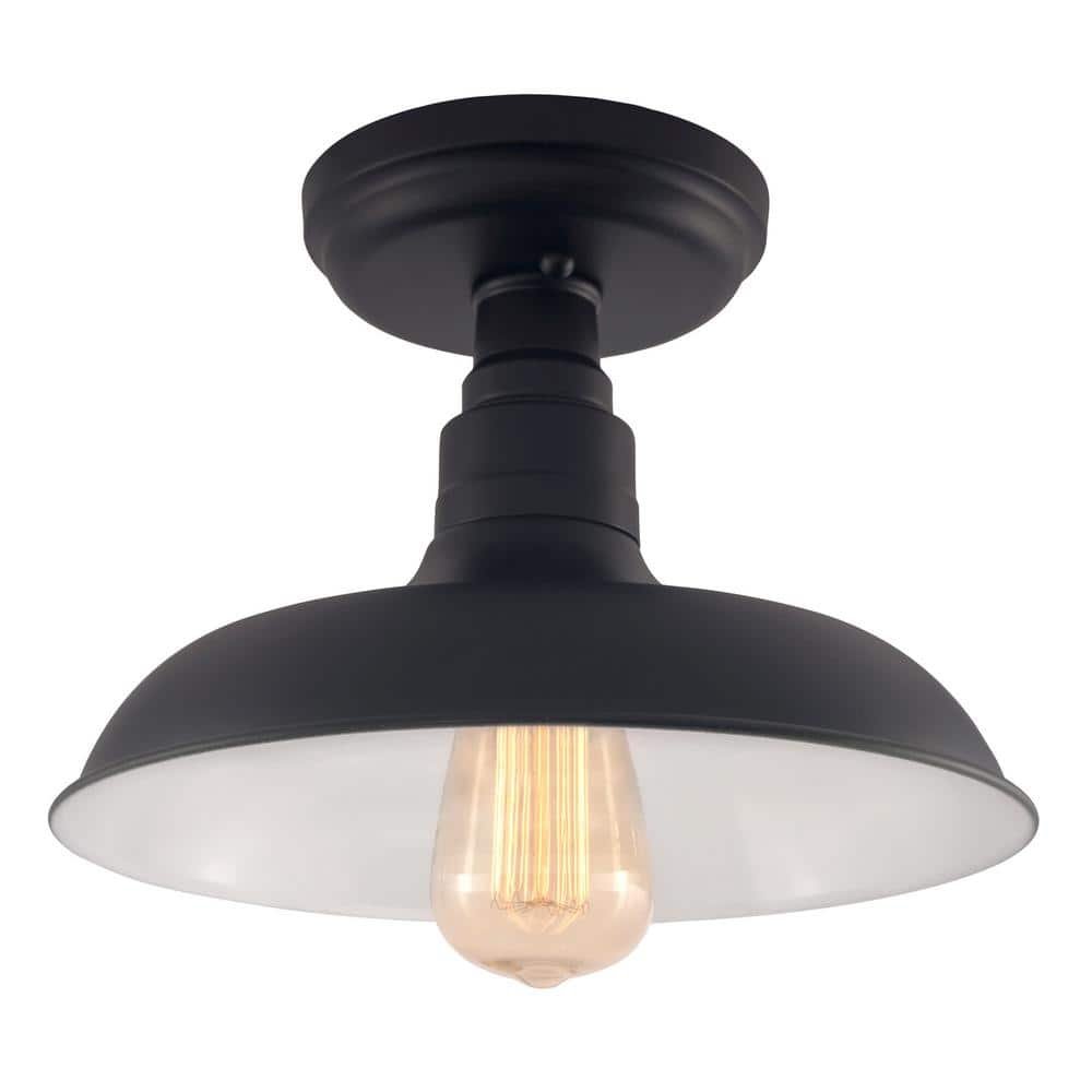 Kimball 11 in. 1-Light Matte Black Ceiling Light Semi-Flush Mount