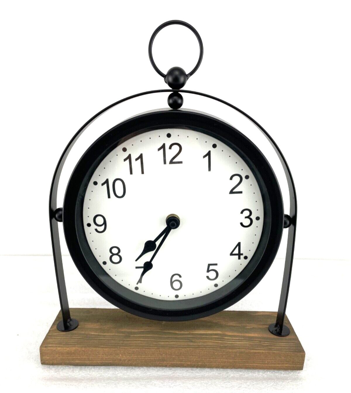 Kirkland Tabletop Wood and Metal Round Clock