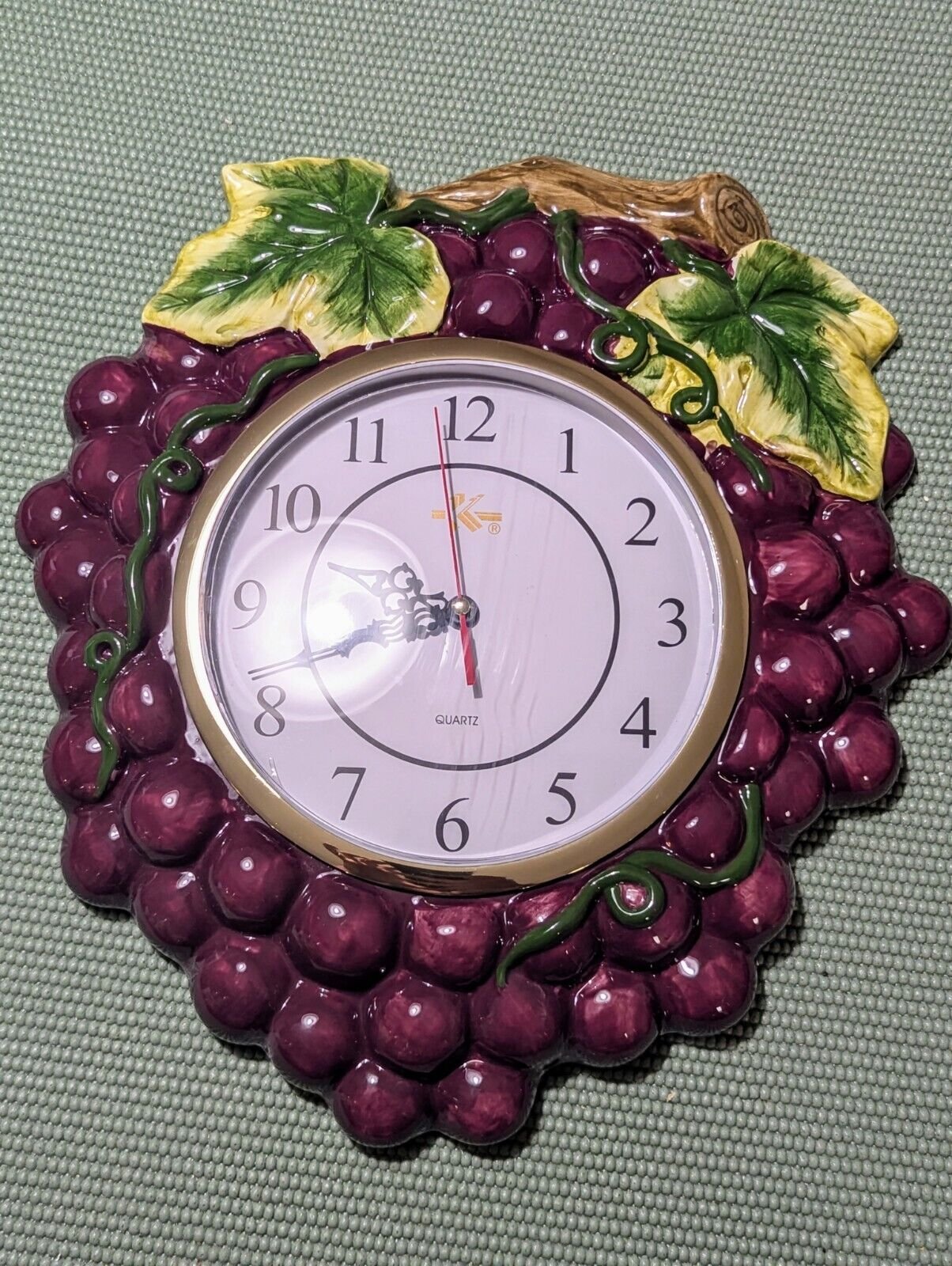 KMC Grape Hand Painted Fine Ceramicware Wall Clock