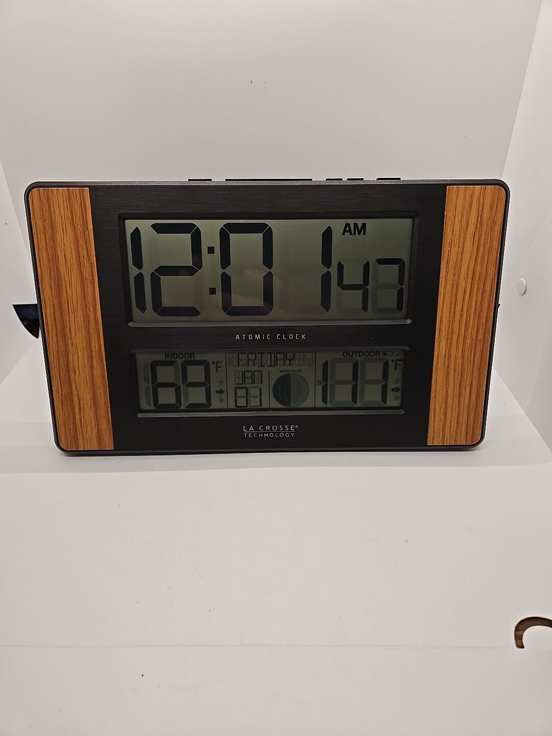 LA Crosse 513-1417ALV5 Atomic Digital Wall Clock With Alarm, Date, Moon Phases