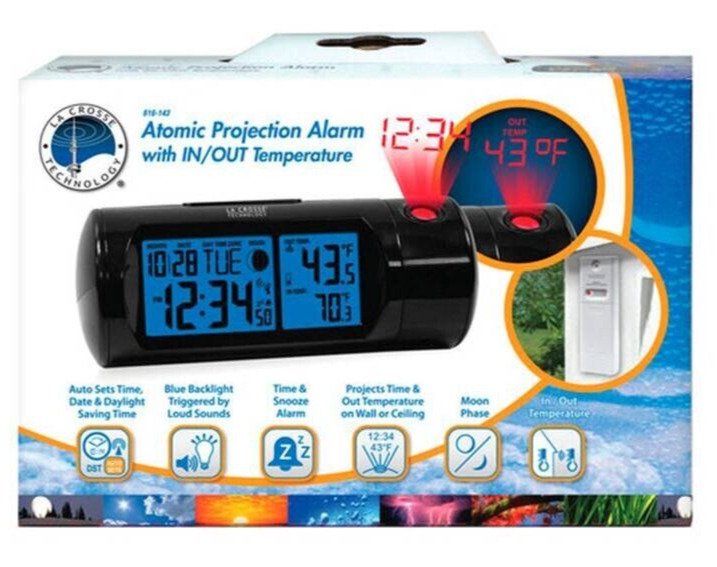 La Crosse 616-143 Projection Alarm Clock 7.1" Black Digital Plug-In Black
