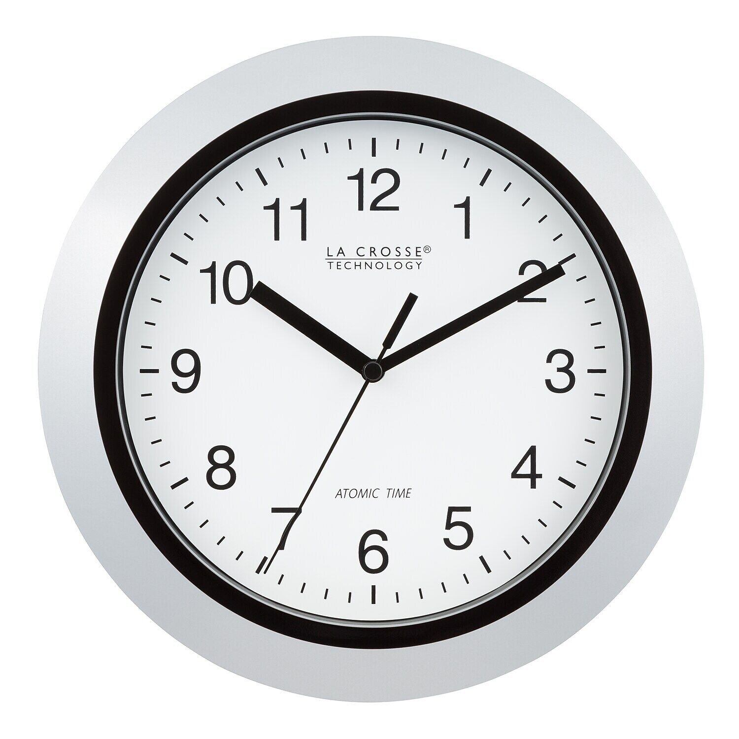 La Crosse Technology 10 Inch Atomic Analog Wall Clock Silver (WT-3102S)