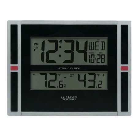La Crosse Technology 11 WWVB Digital Clock with Temperature, Black