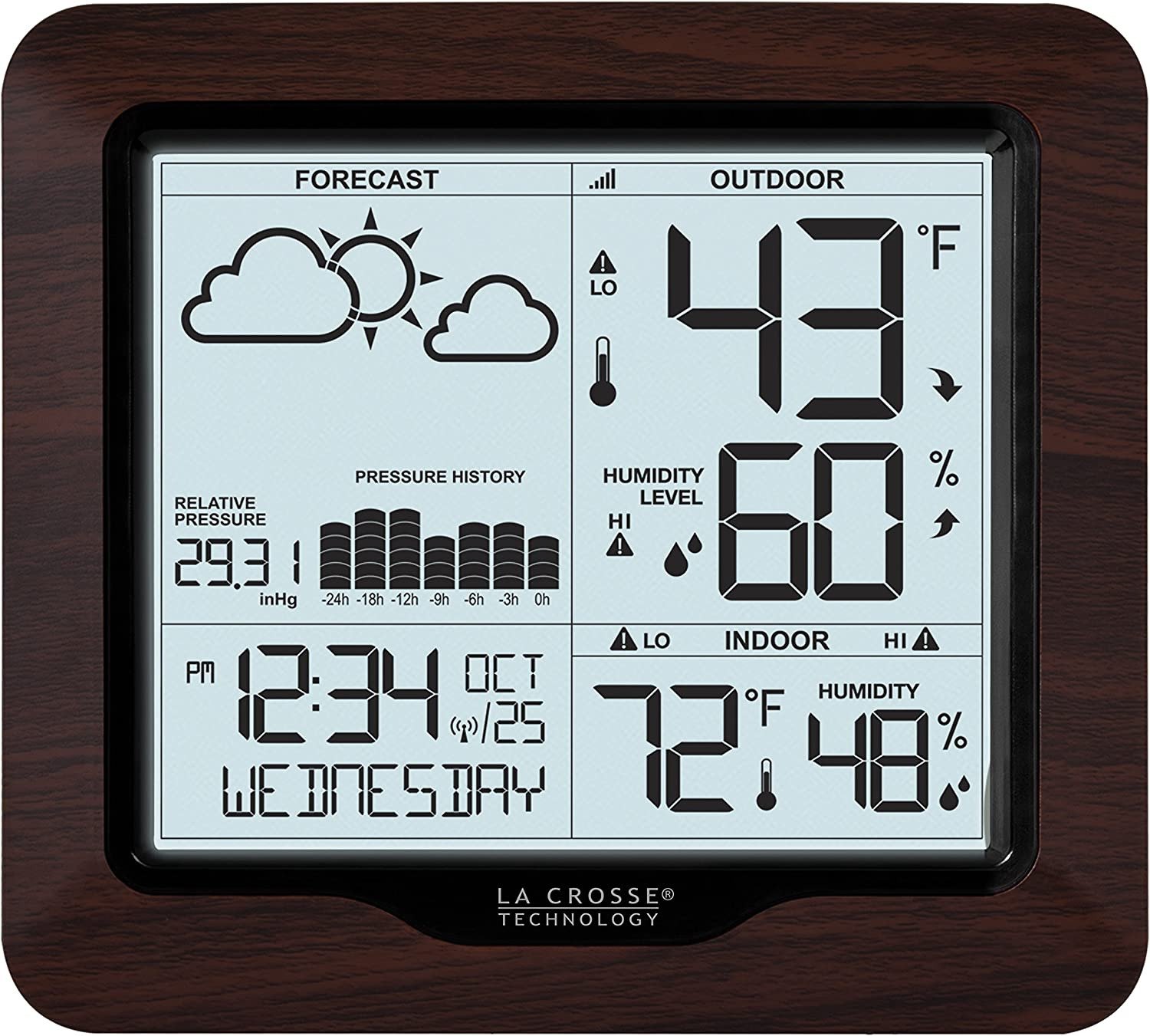 La Crosse Technology 308-1417BL Backlight Wireless Forecast Station w/ Pressure