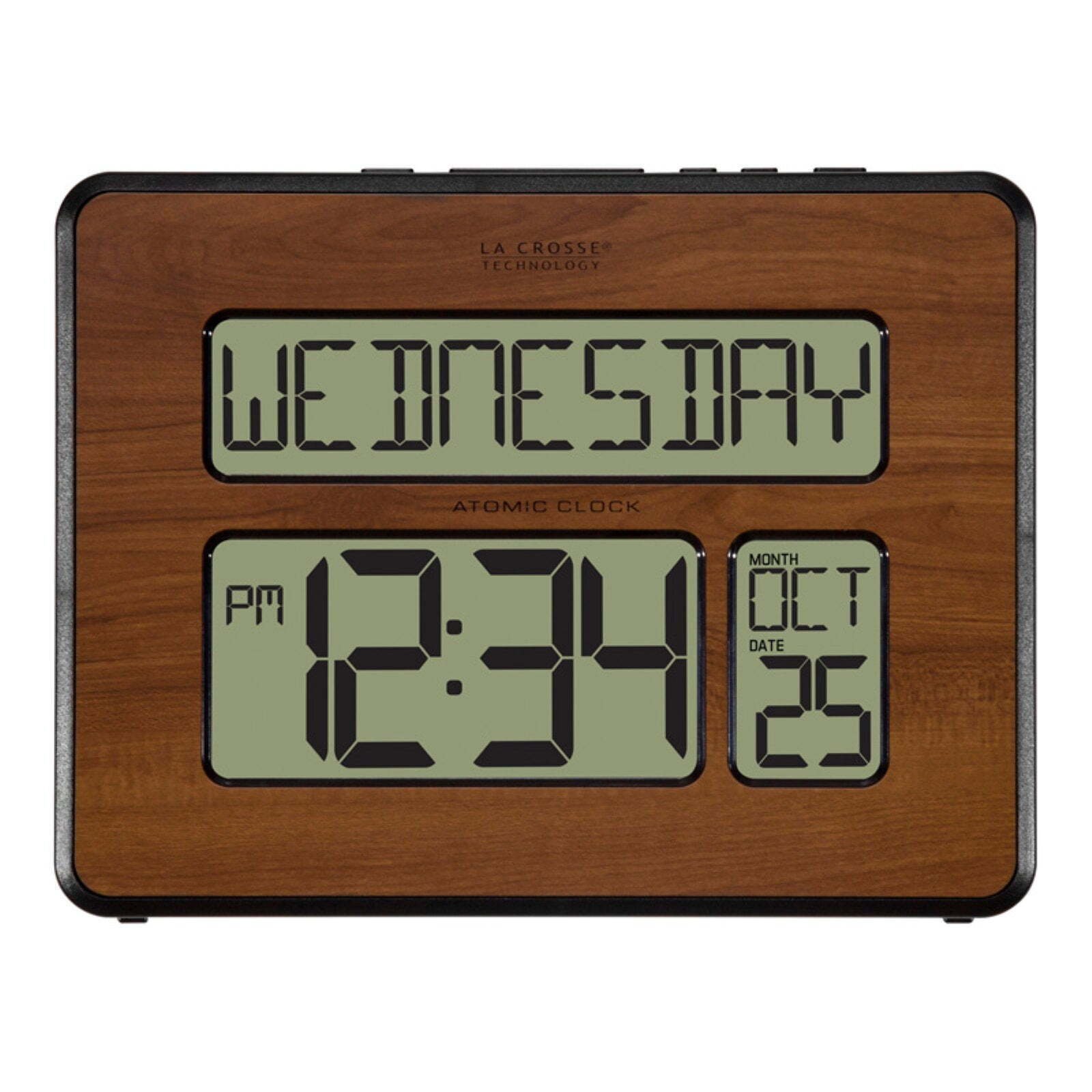 La Crosse Technology 513-1419-WA Atomic Full Calendar Digital Clock Walnut