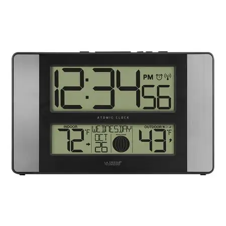 La Crosse Technology Atomic Digital Clock with Temperature and Moon Phase Aluminum finish photo La Crosse Technology Atomic Digital Clock with Temperature and Moon Phase Aluminum finish featured