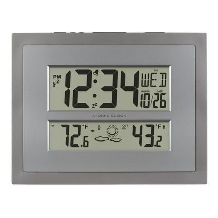 La Crosse Technology Atomic Digital Gray & Silver Contemporary Clock, 512-85937-Int