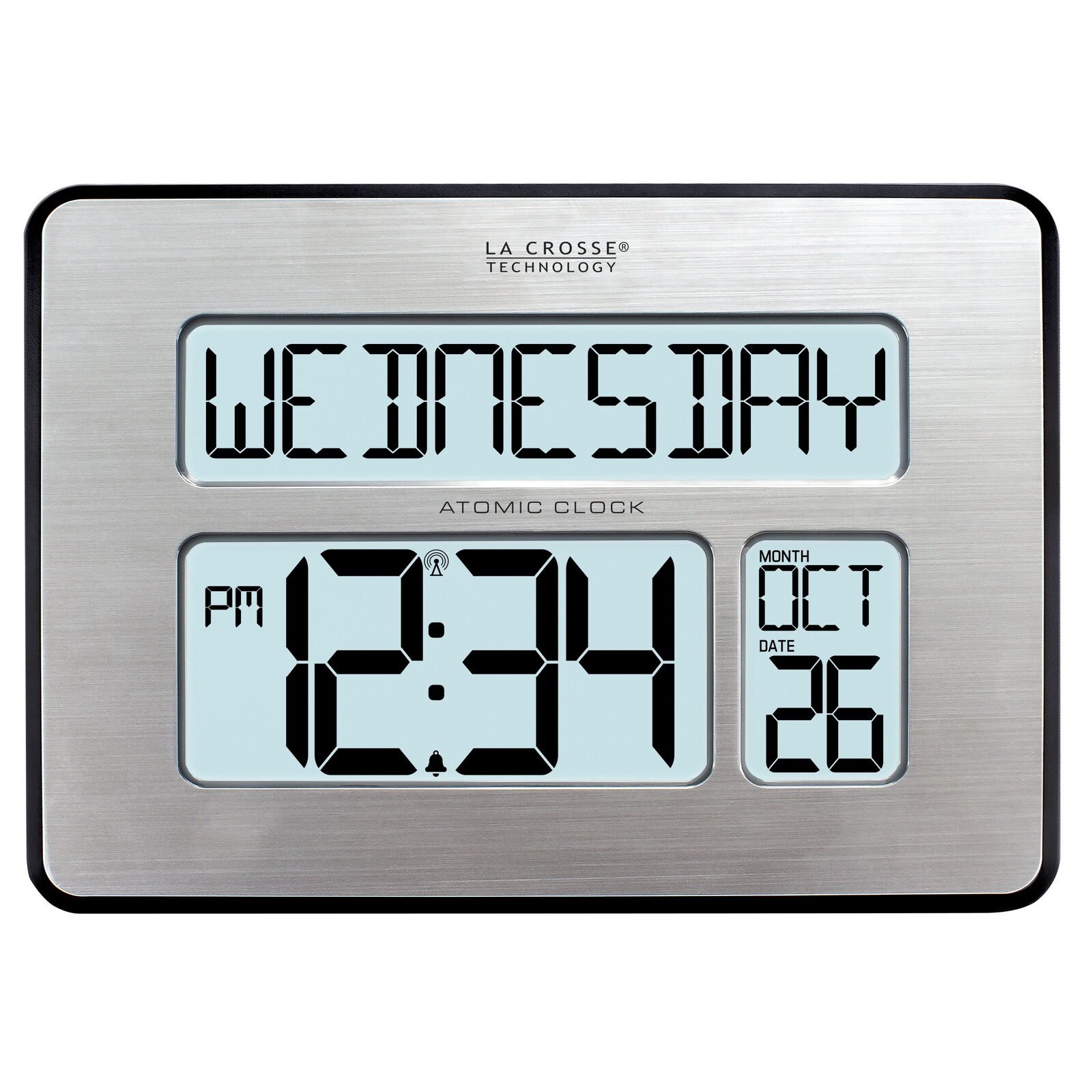 LaCrosse Technology Backlight Atomic Full Calendar Clock with Extra-Large Digits