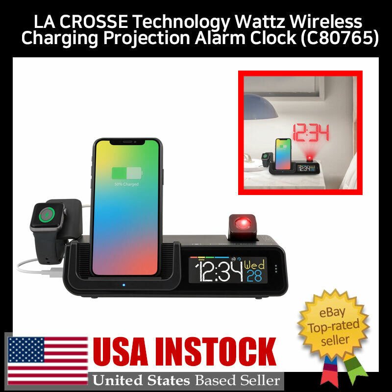 LA CROSSE Technology Wattz Wireless Charging Projection Alarm Clock (C80765)
