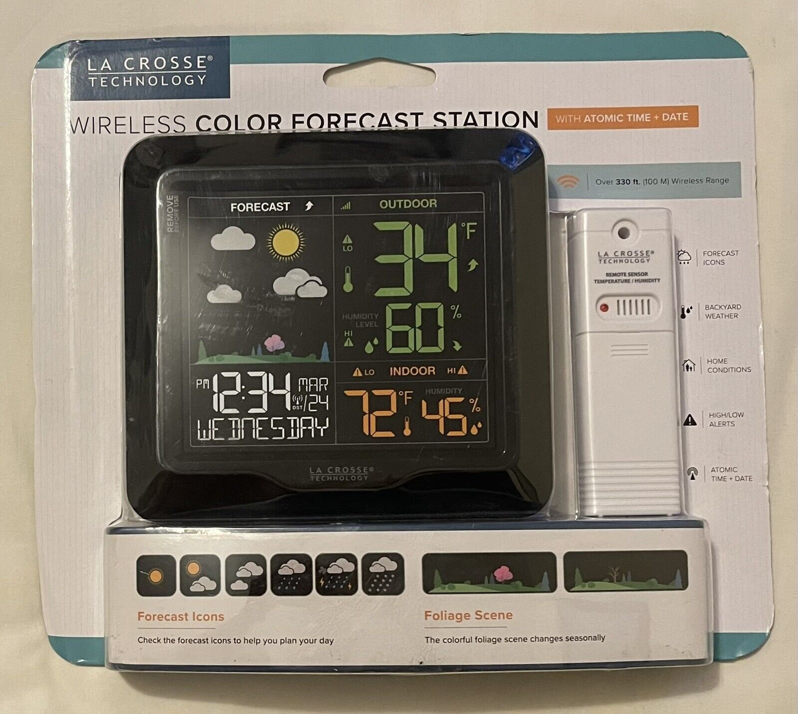 La Crosse Technology Wireless Color Forecast Station 330 ft Wireless Range 8571