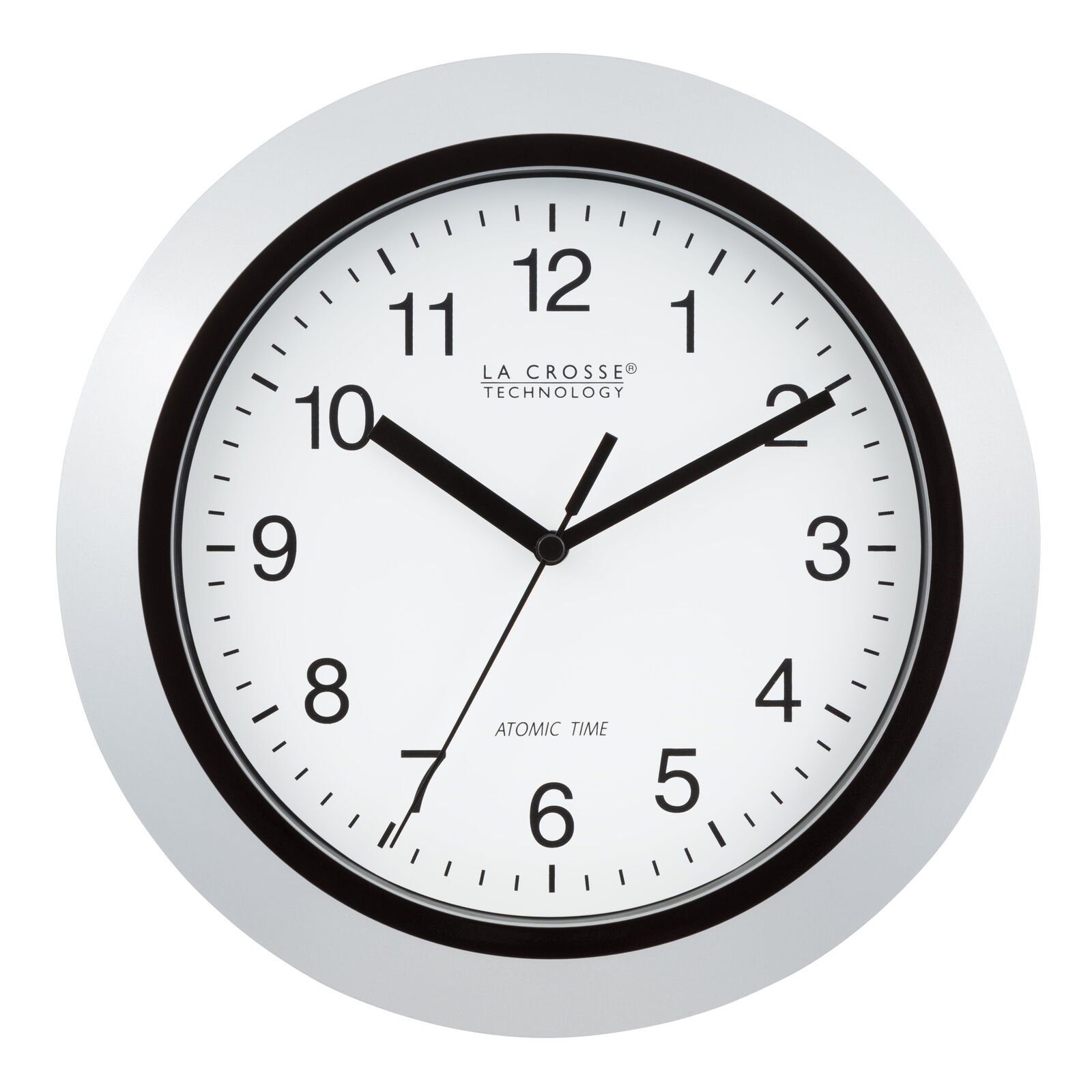 La Crosse Technology WT-3102S 10 Inch Silver Atomic Analog Wall Clock Durable