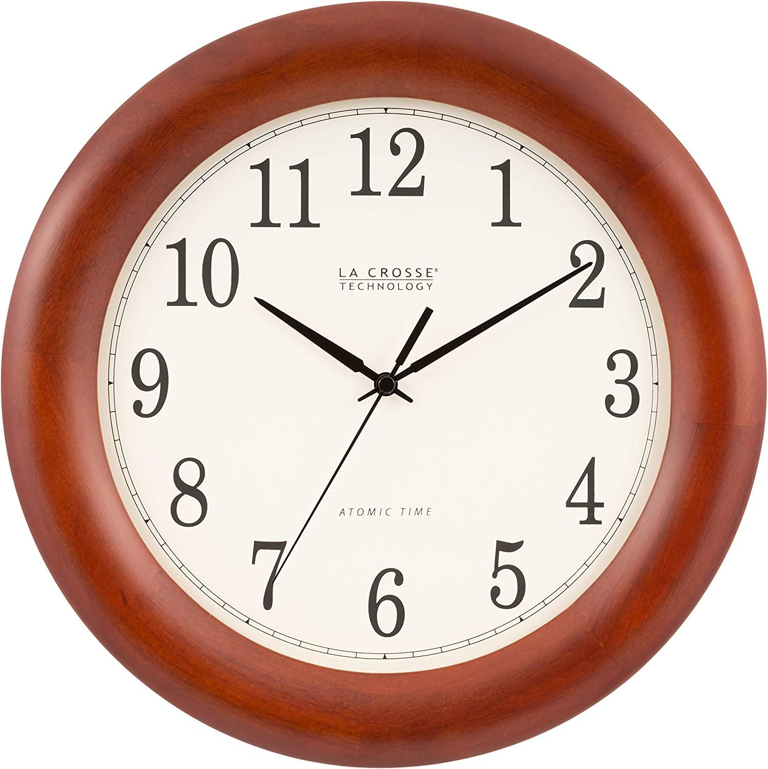 La Crosse Technology WT-3122A Atomic Analog Wall Clock, 12.5", Cherry