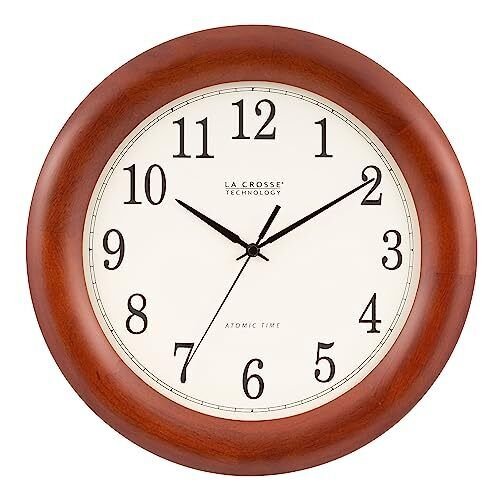 La Crosse Technology WT-3122A Atomic Analog Wall Clock, 12.5, Cherry