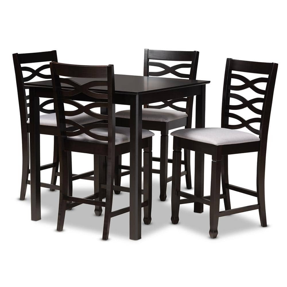 Lanier 5-Piece Gray and Espresso Pub Set
