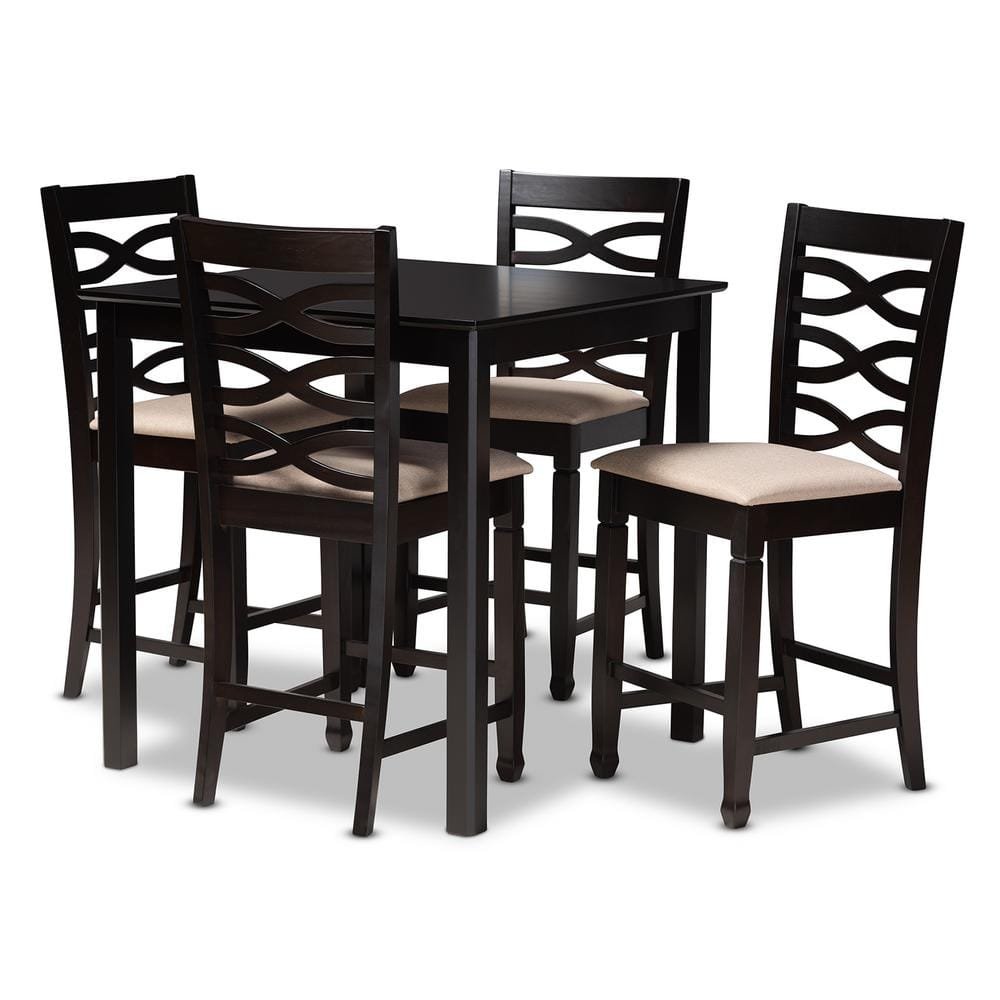 Lanier 5-Piece Sand and Espresso Pub Set