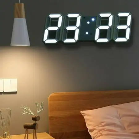 Large 3 D Digital LED Wall Clock 24 / 12 Hour USB Display Timer Alarm Home Modern detail