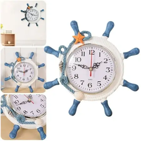 Large Clock Wall Decor Vintage Kitchen Decor Small Clock For Bathroom Nautical Beach Wheel Wall Clock Large Clock Wall Decor Vintage Kitchen Decor Small Clock For Bathroom Nautical Beach Wheel Wall