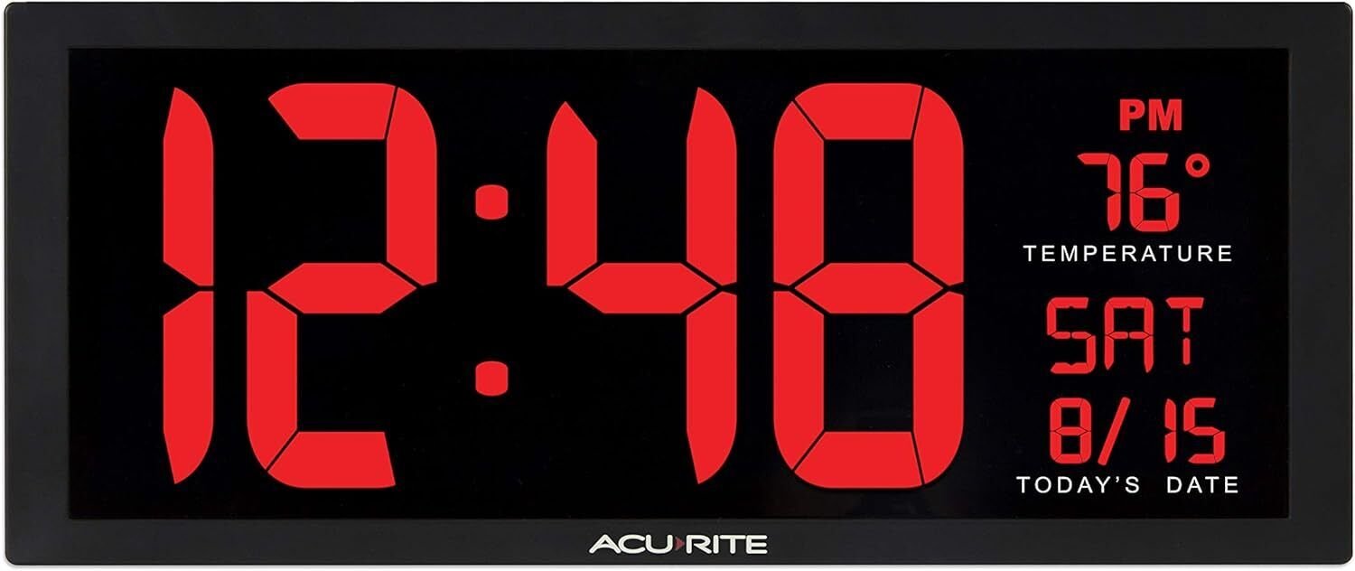 Large Digital LED Oversized Wall Clock with Date and Temperature