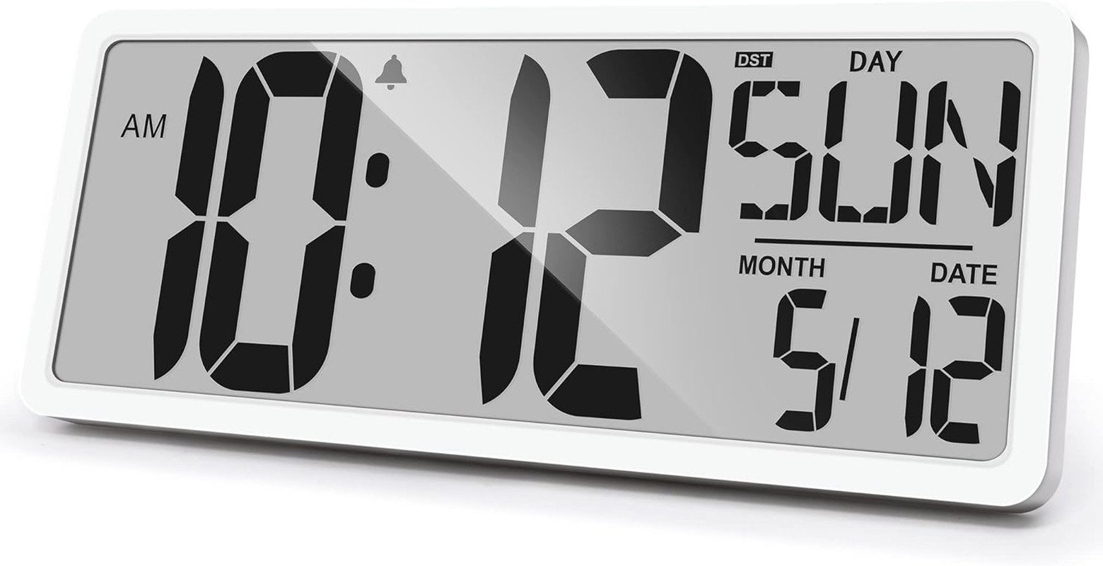 Large Digital Wall Clock 14.2 Inch Digital Alarm Clock for Bedroom Wall Clocks B