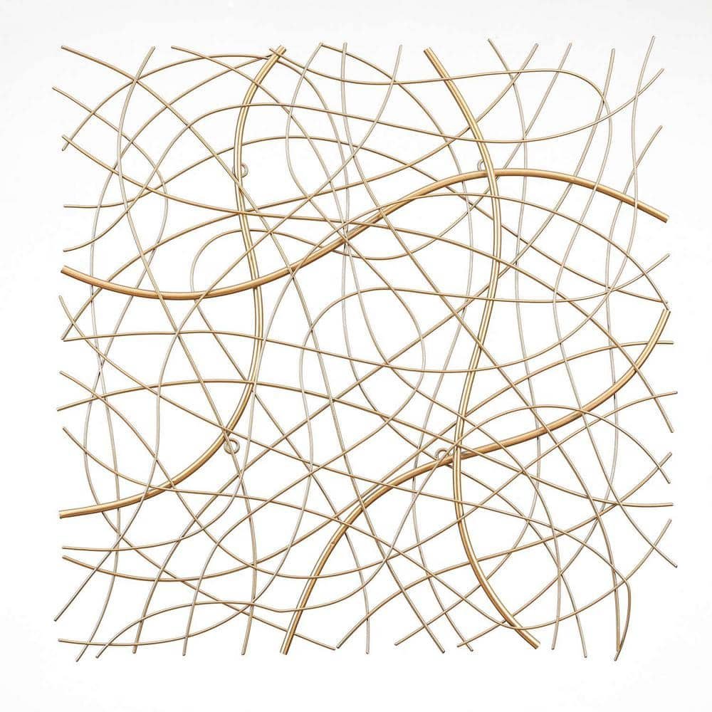 Large Gold Abstract Square Metal Wall Art