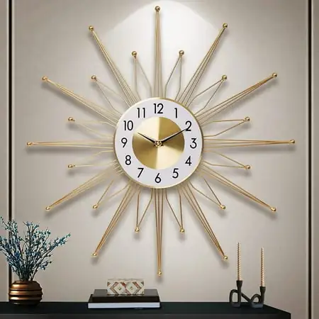 Large Gold Wall Clock, 24 Inch, Battery Operated, Modern Silent Wall Clock for Living Room