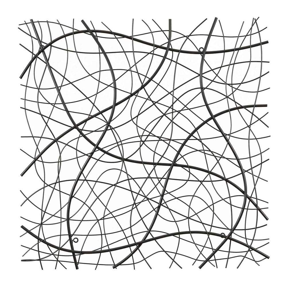 Large Metal Black Abstract Square Wall Art