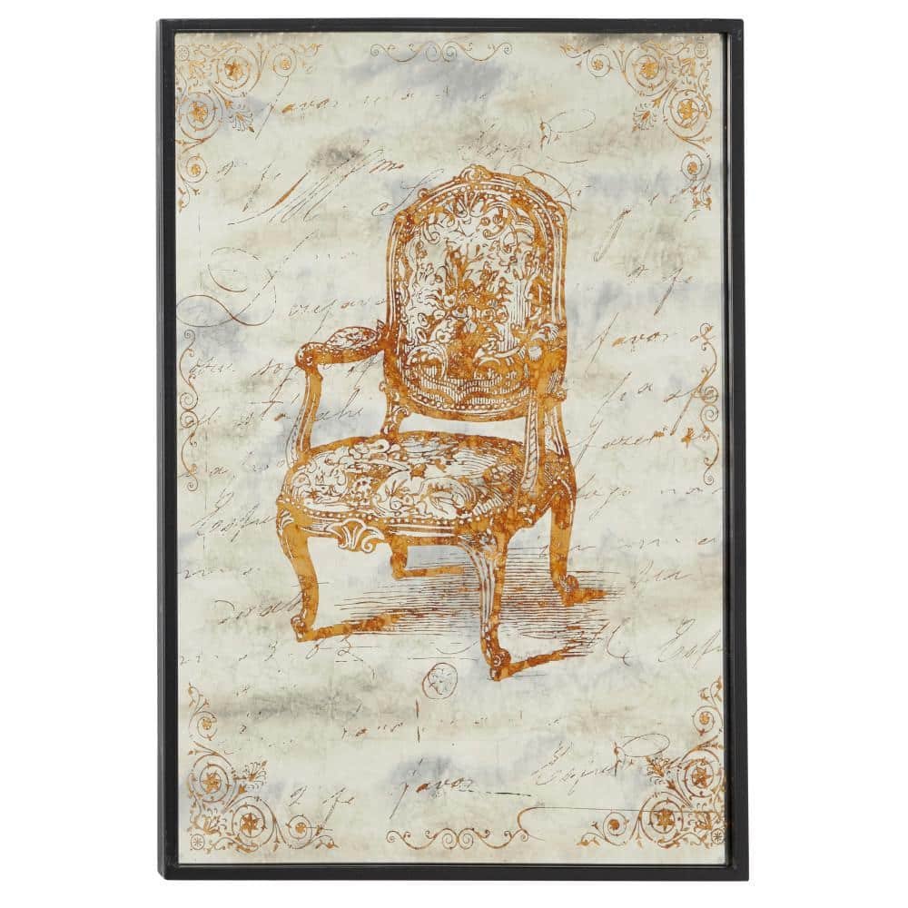Large Metallic Gold Antique Chair Iron and Wood Wall Art
