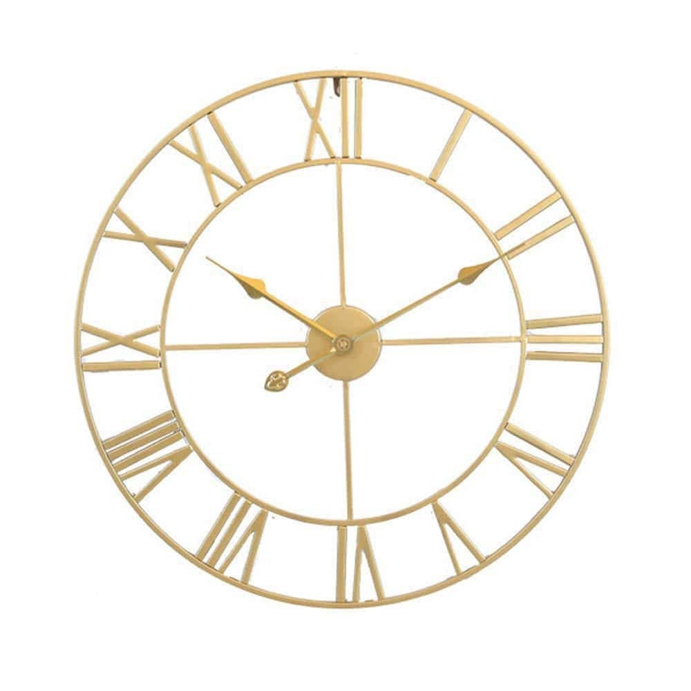 Large Modern Metal Wall Clocks Rustic Round Nearly Silent Little Ticking Battery...