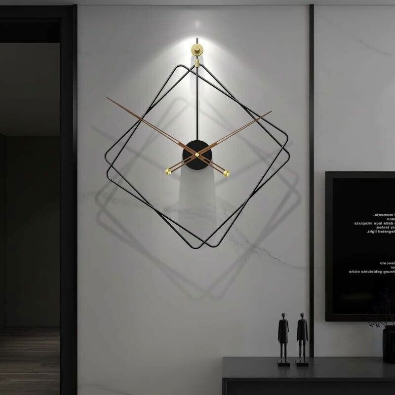 Large Modern ,Wall Clock 'Twins', Minimalistic Metal Design Silent Mechanism