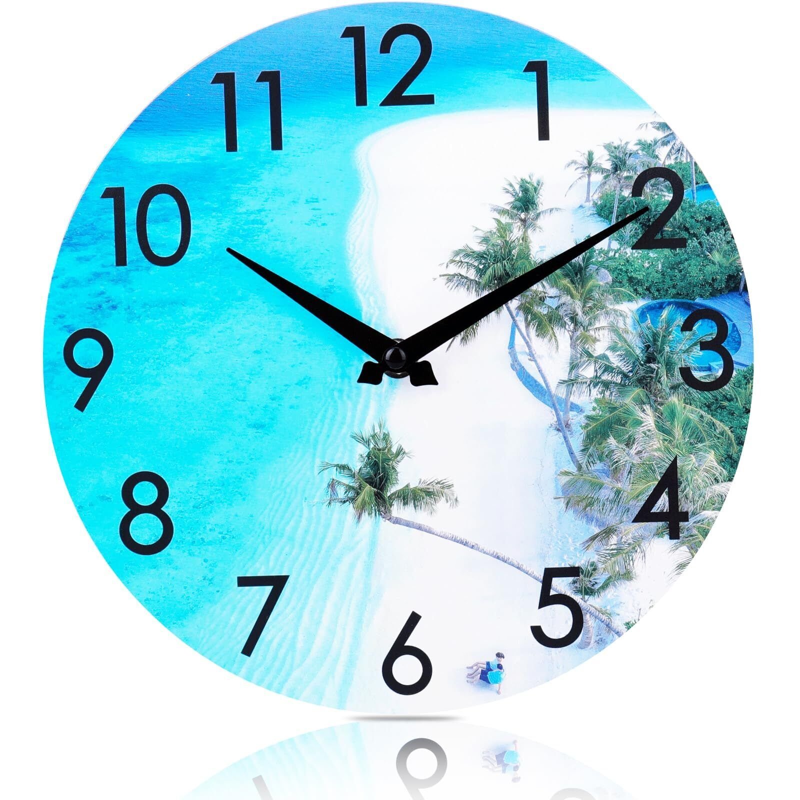 Large Outdoor Clock Waterproof 14 Inch Glass Wall Clocks for Pool Patio Garde...